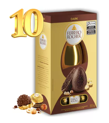 Ovo Páscoa Ferrero Rocher Chocolate Amargo Premium Kit10