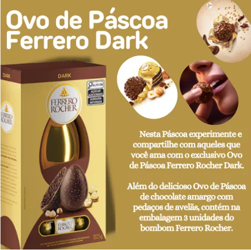 Ovo Páscoa Ferrero Rocher Chocolate Amargo Premium Kit10