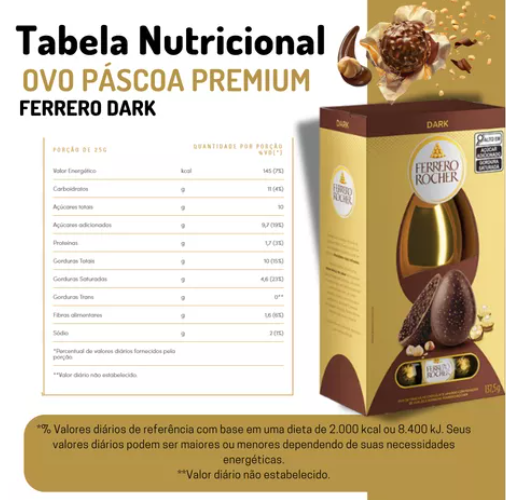 Ovo Páscoa Ferrero Rocher Chocolate Amargo Premium Kit10