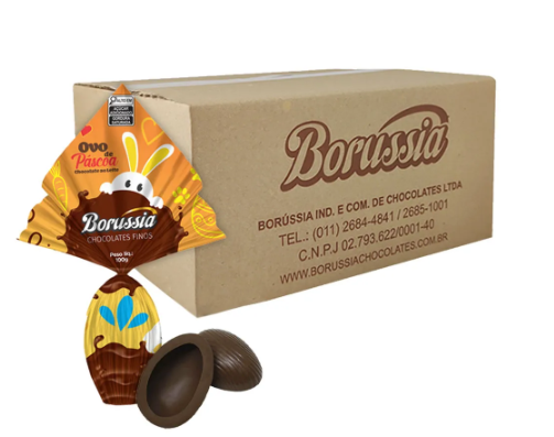 Ovo de Páscoa Chocolate ao Leite 100gr / Caixa c/ 12 Unds Borússia Chocolates